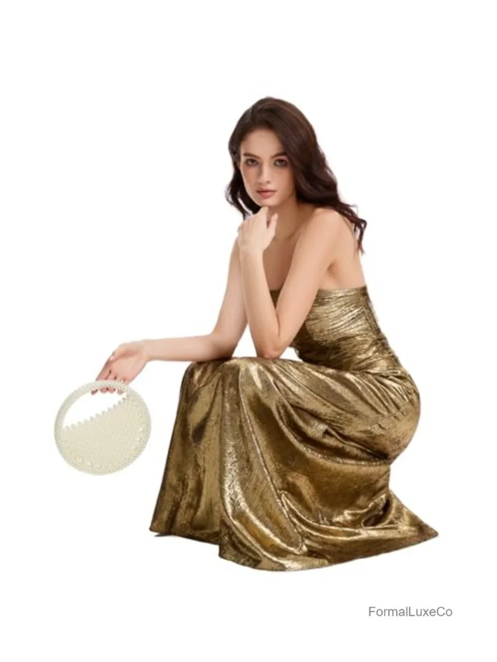 Handmade Pearl Beaded Clutch Top Handle Small Evening Bag